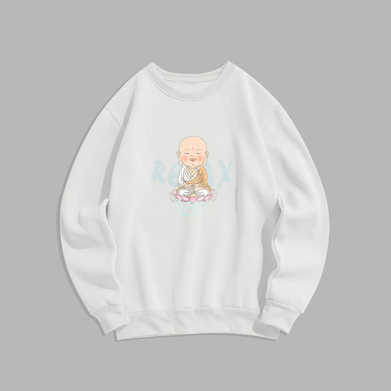 Sweat-shirt à col rond doublé en polaire Buddha Stones RELAX