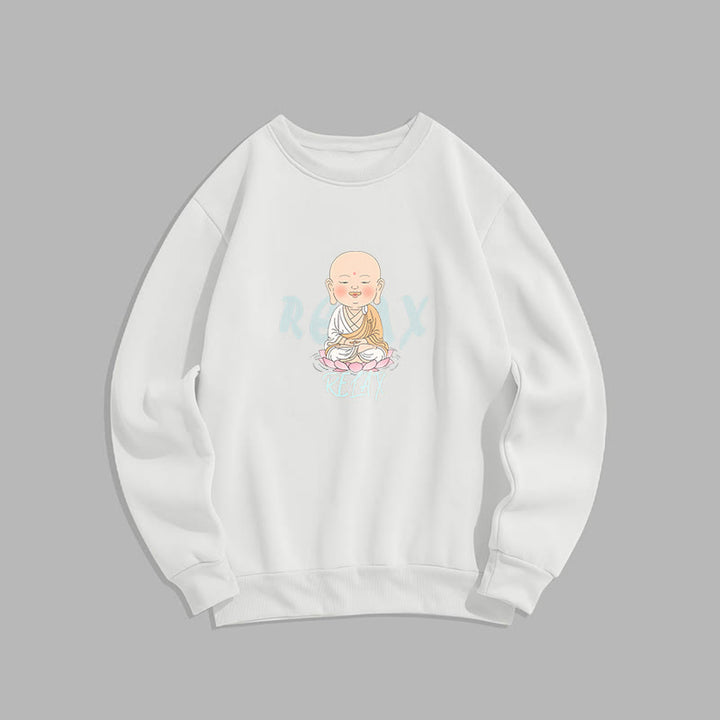 Sweat-shirt à col rond doublé en polaire Buddha Stones RELAX