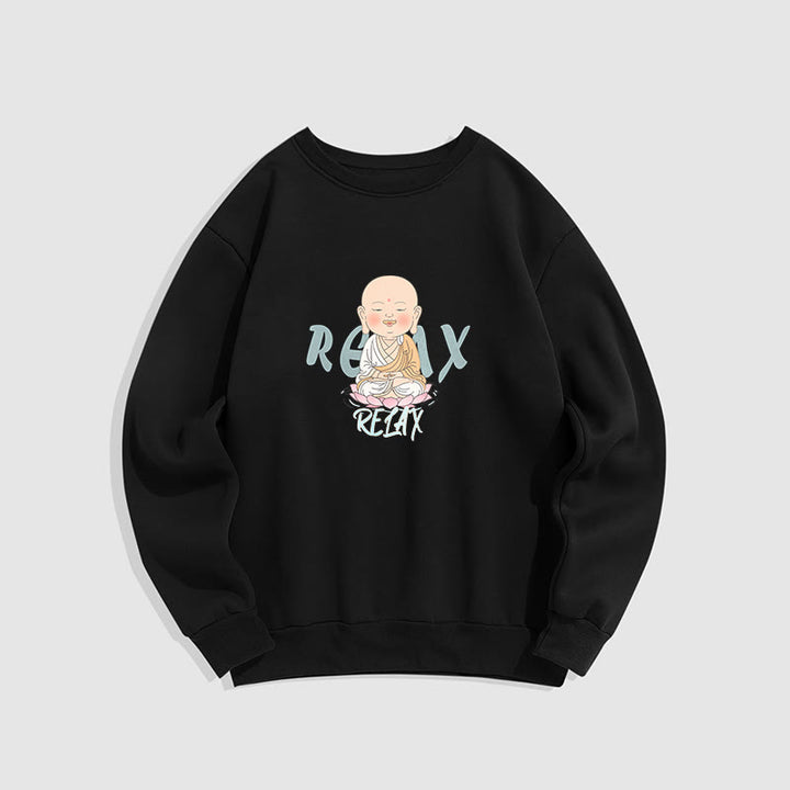 Sweat-shirt à col rond doublé en polaire Buddha Stones RELAX