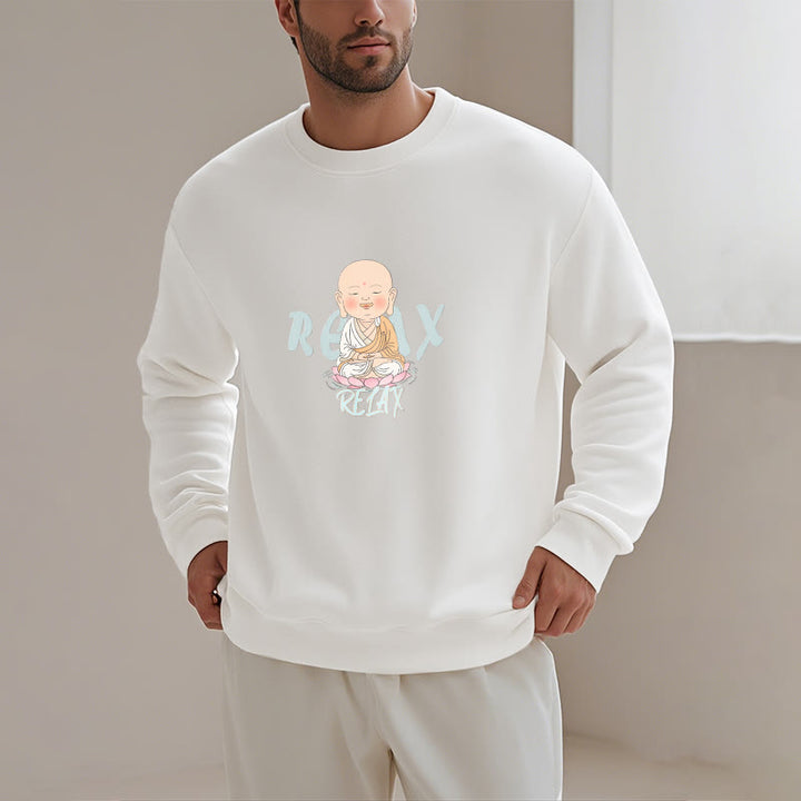 Sweat-shirt à col rond doublé en polaire Buddha Stones RELAX