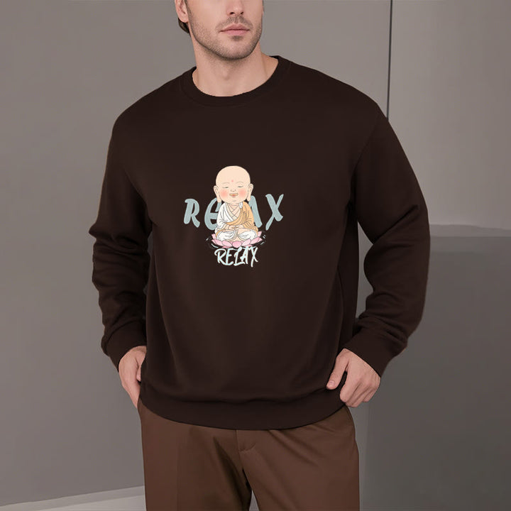 Sweat-shirt à col rond doublé en polaire Buddha Stones RELAX