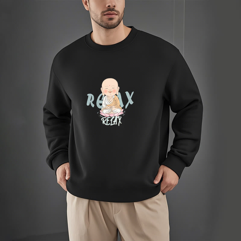 Sweat-shirt à col rond doublé en polaire Buddha Stones RELAX
