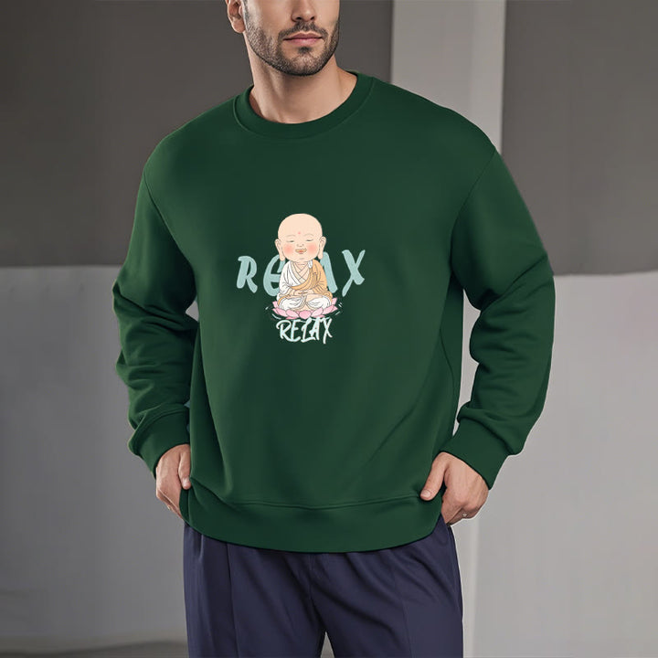 Sweat-shirt à col rond doublé en polaire Buddha Stones RELAX