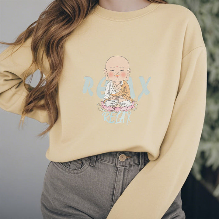 Sweat-shirt à col rond doublé en polaire Buddha Stones RELAX