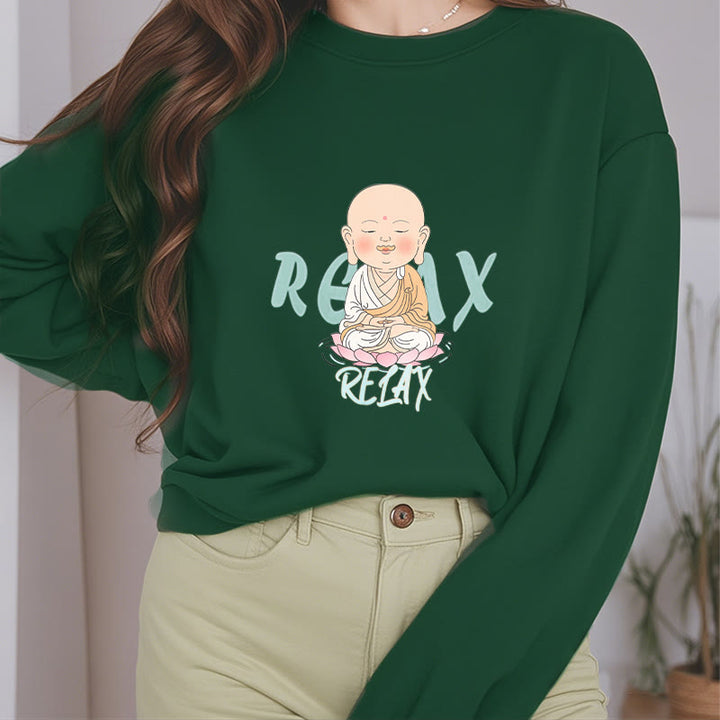 Sweat-shirt à col rond doublé en polaire Buddha Stones RELAX