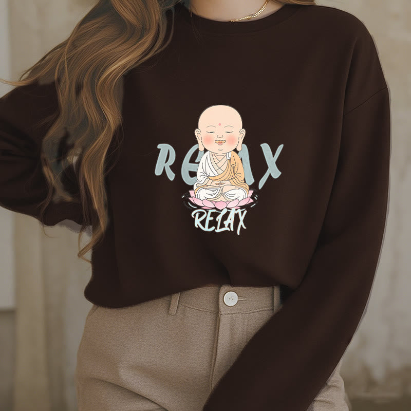 Sweat-shirt à col rond doublé en polaire Buddha Stones RELAX