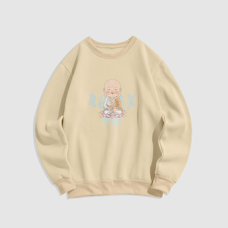 Sweat-shirt à col rond doublé en polaire Buddha Stones RELAX