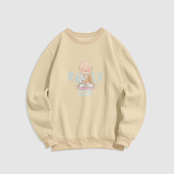 Sweat-shirt à col rond doublé en polaire Buddha Stones RELAX