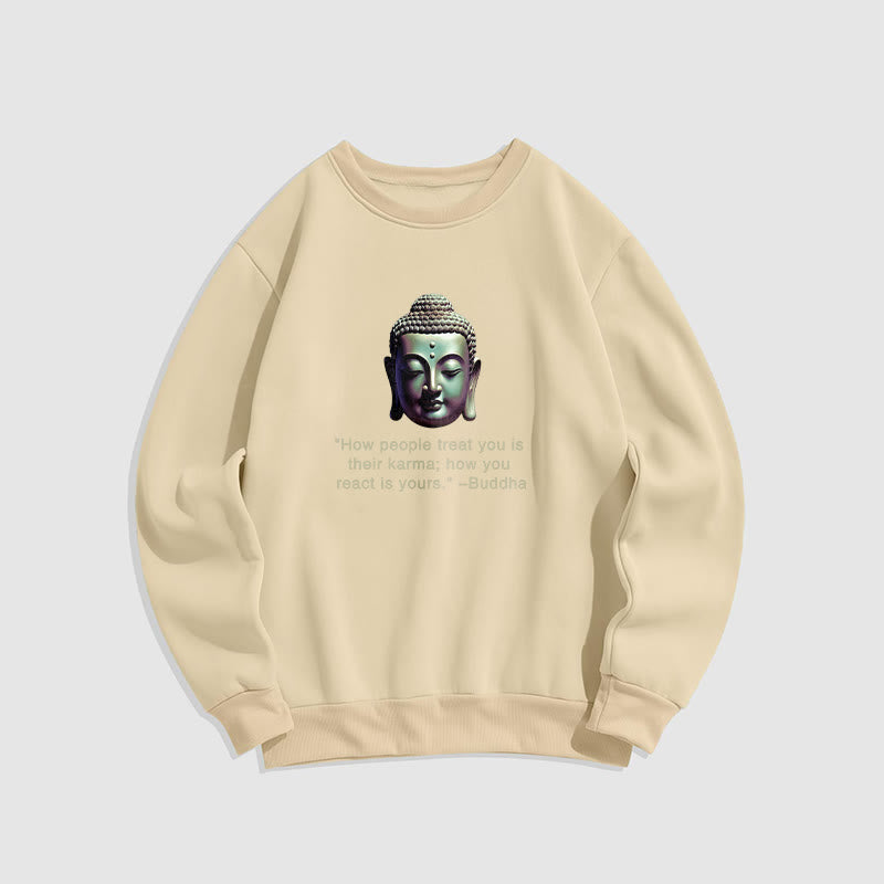 Buddha Stones La façon dont les gens vous traitent est leur karma Sweat-shirt en polyester doublé polaire Bouddha