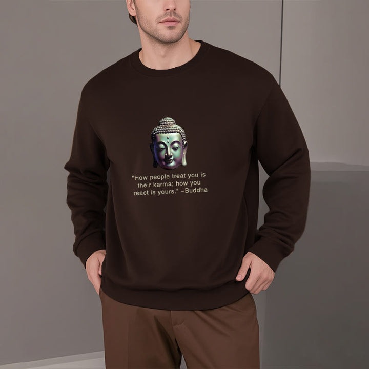 Buddha Stones La façon dont les gens vous traitent est leur karma Sweat-shirt en polyester doublé polaire Bouddha