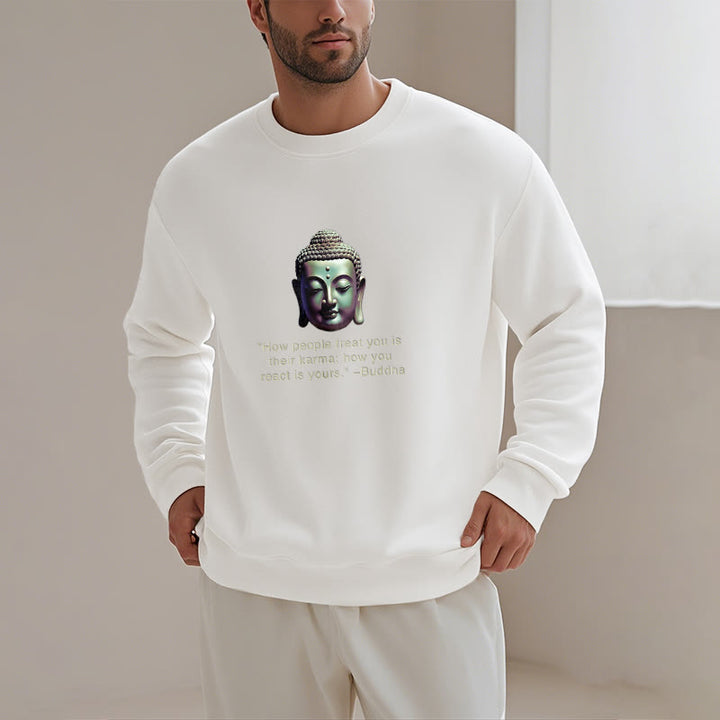Buddha Stones La façon dont les gens vous traitent est leur karma Sweat-shirt en polyester doublé polaire Bouddha