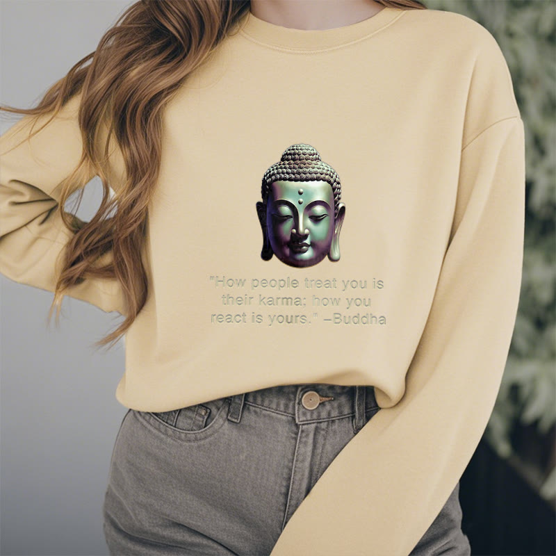 Buddha Stones La façon dont les gens vous traitent est leur karma Sweat-shirt en polyester doublé polaire Bouddha
