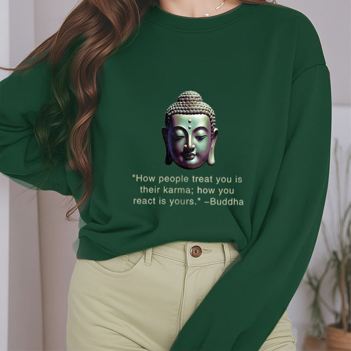 Buddha Stones La façon dont les gens vous traitent est leur karma Sweat-shirt en polyester doublé polaire Bouddha