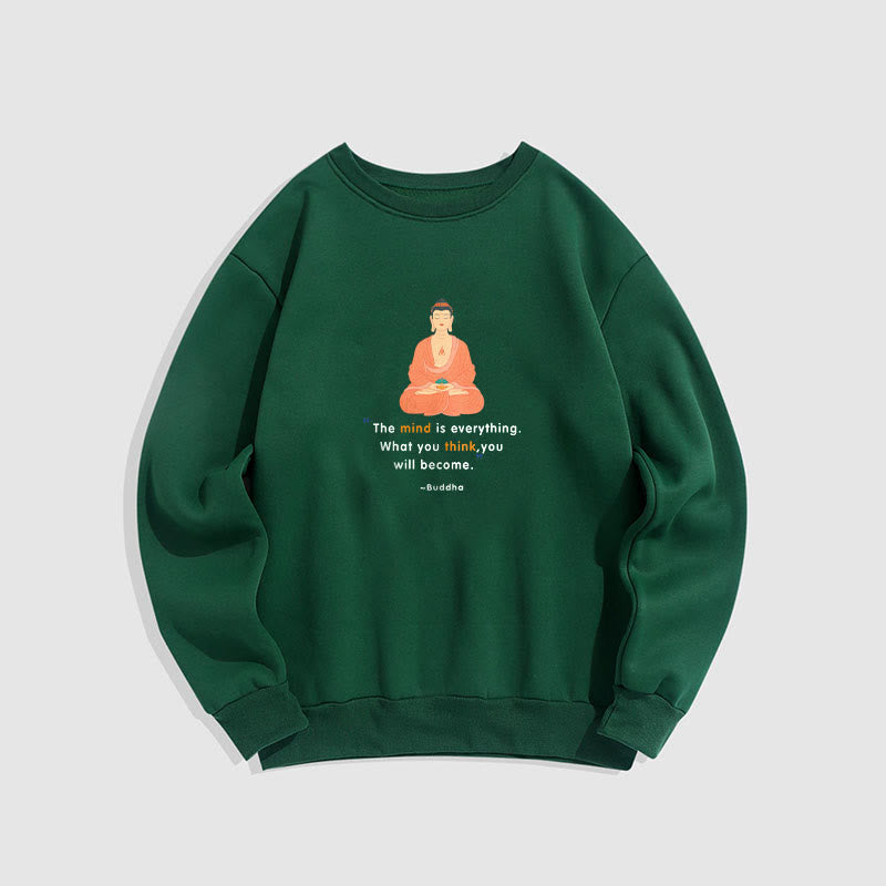 Buddha Stones L'esprit est tout Méditation Bouddha Pense Sweat-shirt en polyester doublé polaire