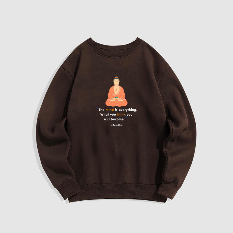 Buddha Stones L'esprit est tout Méditation Bouddha Pense Sweat-shirt en polyester doublé polaire