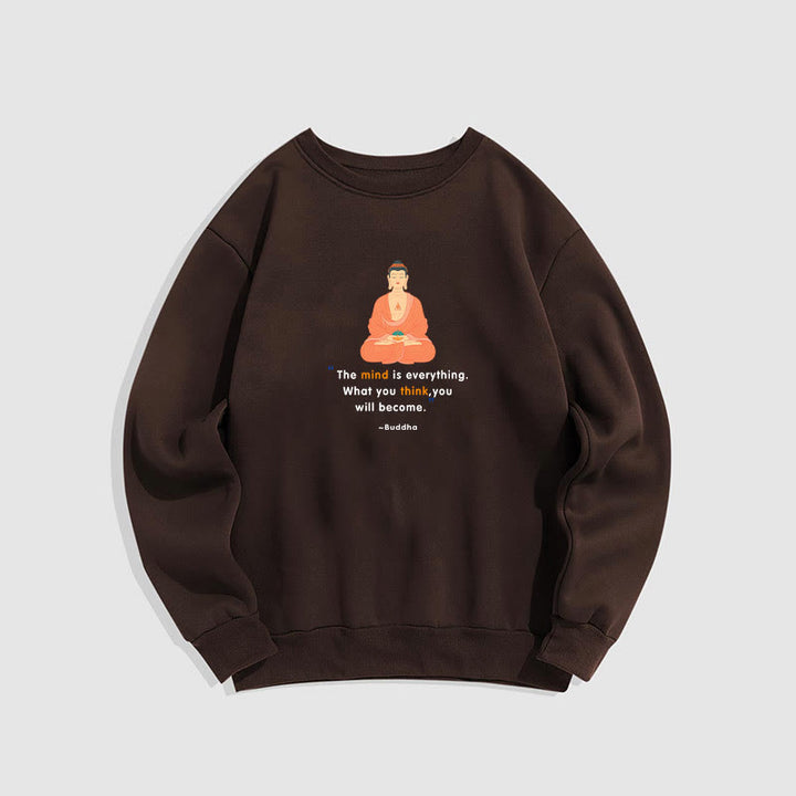 Buddha Stones L'esprit est tout Méditation Bouddha Pense Sweat-shirt en polyester doublé polaire
