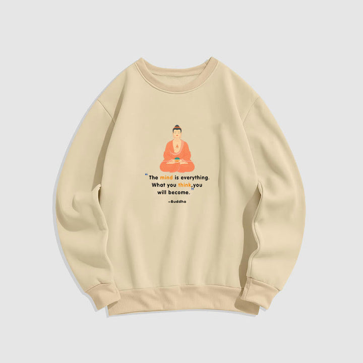 Buddha Stones L'esprit est tout Méditation Bouddha Pense Sweat-shirt en polyester doublé polaire