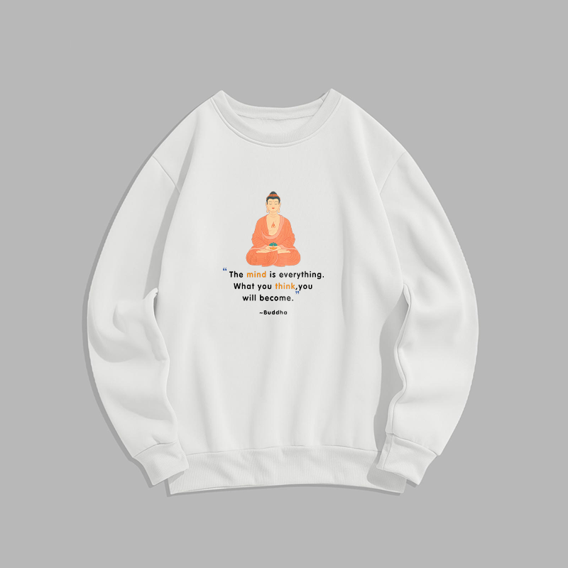 Buddha Stones L'esprit est tout Méditation Bouddha Pense Sweat-shirt en polyester doublé polaire