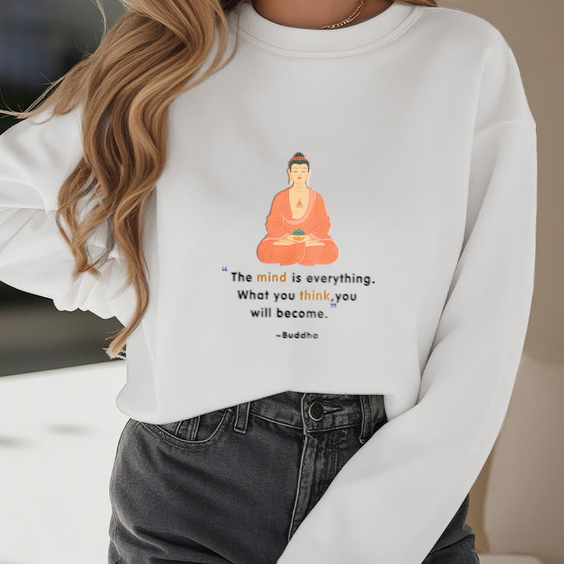 Buddha Stones L'esprit est tout Méditation Bouddha Pense Sweat-shirt en polyester doublé polaire