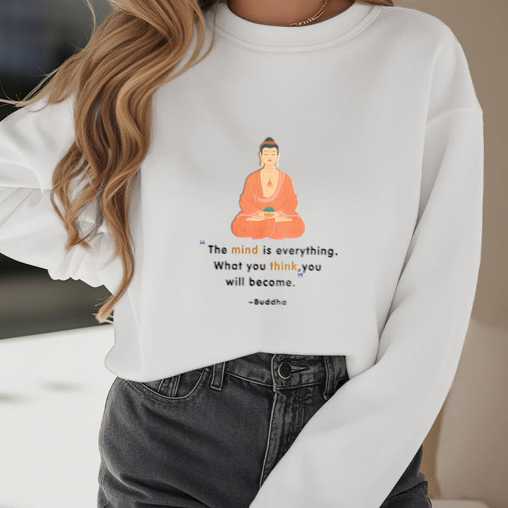 Buddha Stones L'esprit est tout Méditation Bouddha Pense Sweat-shirt en polyester doublé polaire