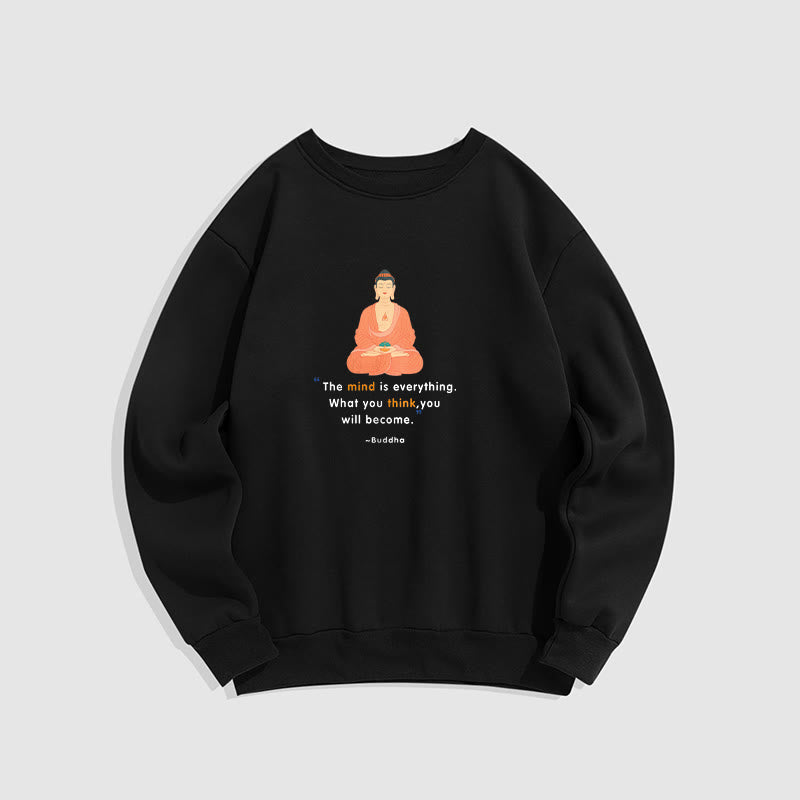 Buddha Stones L'esprit est tout Méditation Bouddha Pense Sweat-shirt en polyester doublé polaire