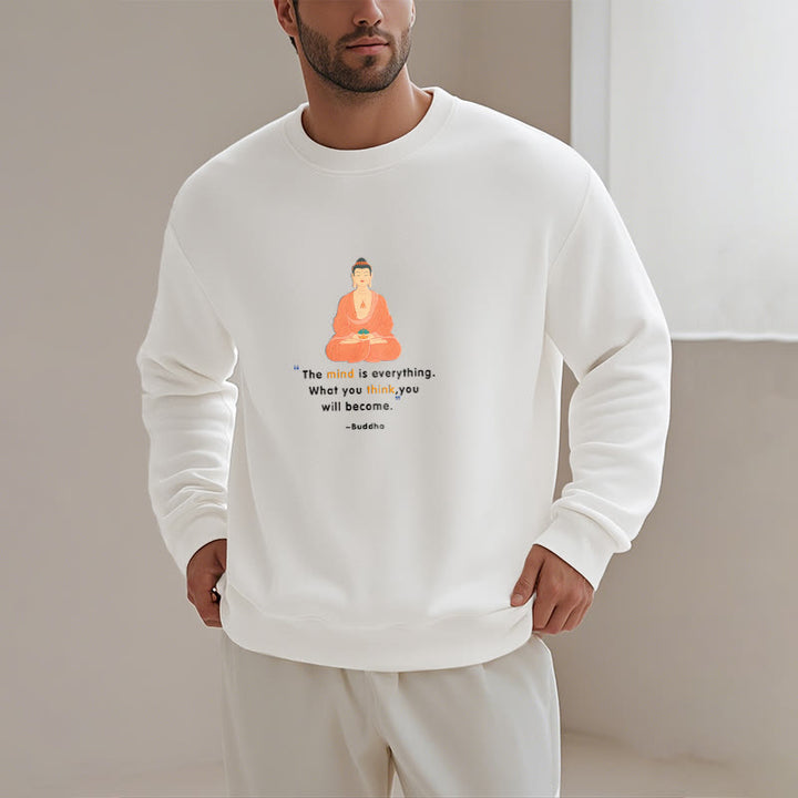 Buddha Stones L'esprit est tout Méditation Bouddha Pense Sweat-shirt en polyester doublé polaire