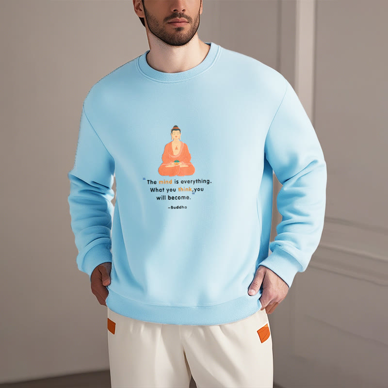 Buddha Stones L'esprit est tout Méditation Bouddha Pense Sweat-shirt en polyester doublé polaire