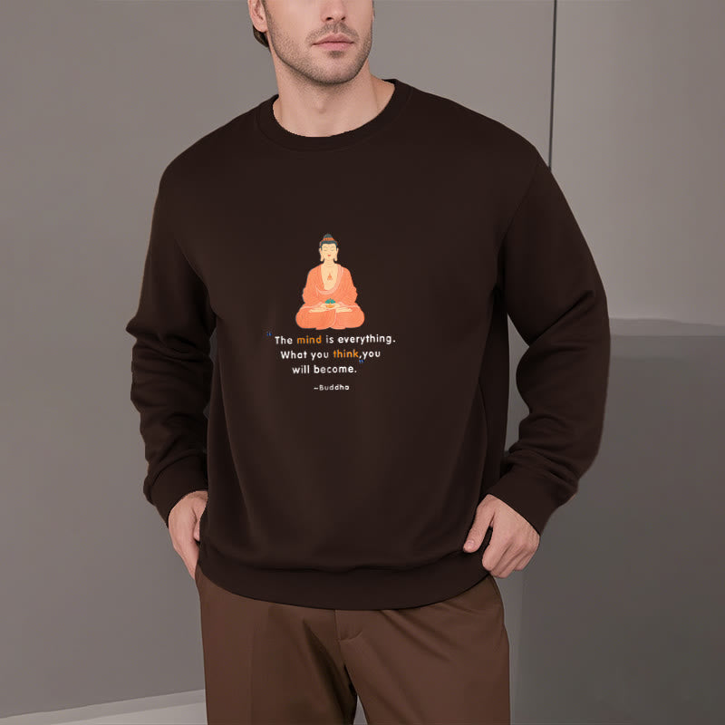 Buddha Stones L'esprit est tout Méditation Bouddha Pense Sweat-shirt en polyester doublé polaire