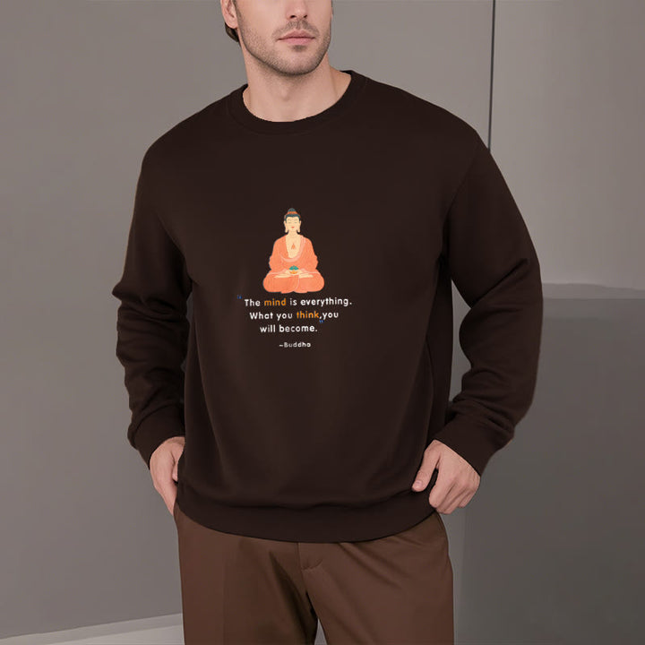 Buddha Stones L'esprit est tout Méditation Bouddha Pense Sweat-shirt en polyester doublé polaire