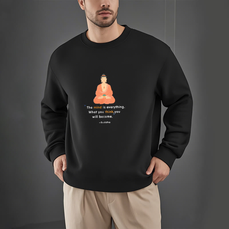 Buddha Stones L'esprit est tout Méditation Bouddha Pense Sweat-shirt en polyester doublé polaire