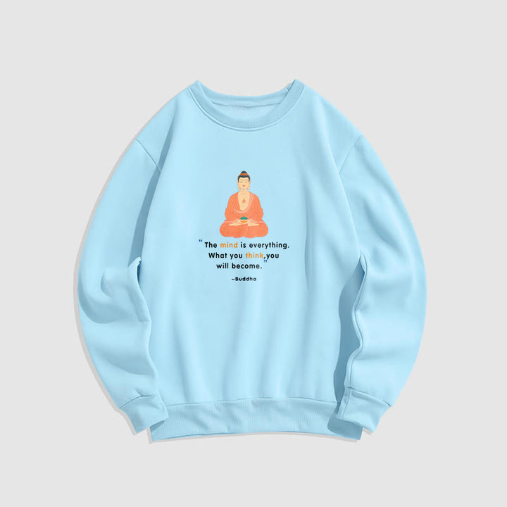 Buddha Stones L'esprit est tout Méditation Bouddha Pense Sweat-shirt en polyester doublé polaire