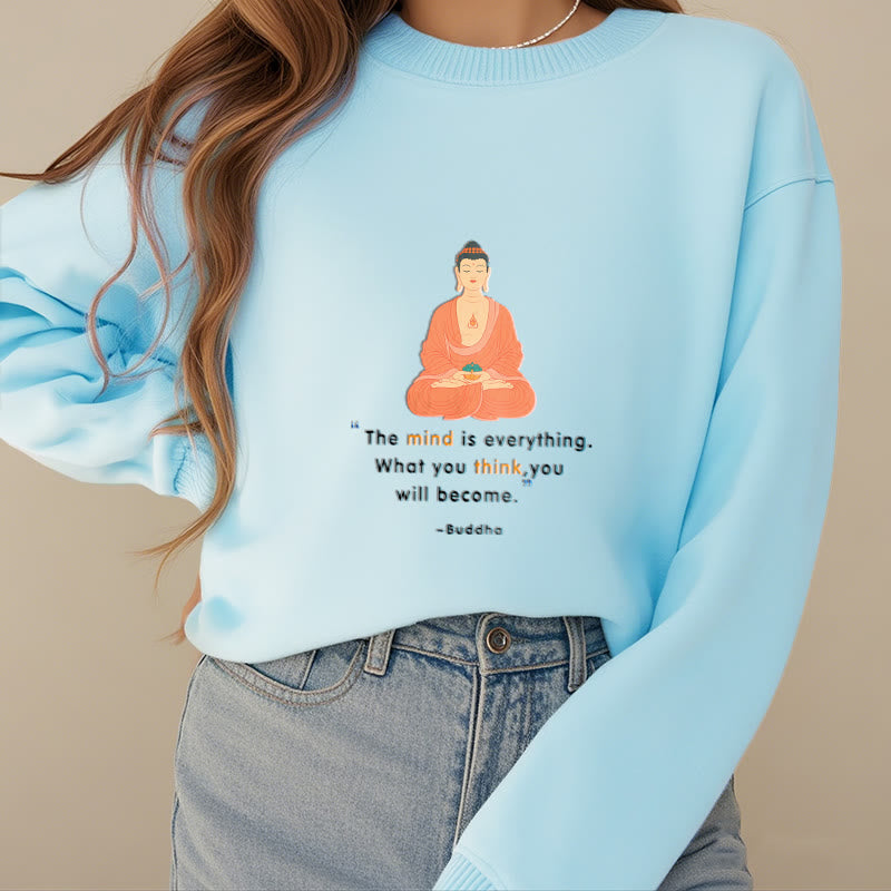 Buddha Stones L'esprit est tout Méditation Bouddha Pense Sweat-shirt en polyester doublé polaire