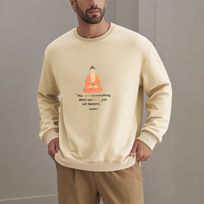 Buddha Stones L'esprit est tout Méditation Bouddha Pense Sweat-shirt en polyester doublé polaire