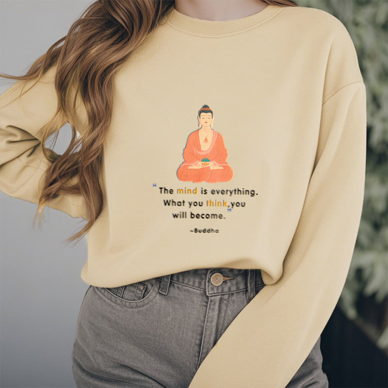 Buddha Stones L'esprit est tout Méditation Bouddha Pense Sweat-shirt en polyester doublé polaire