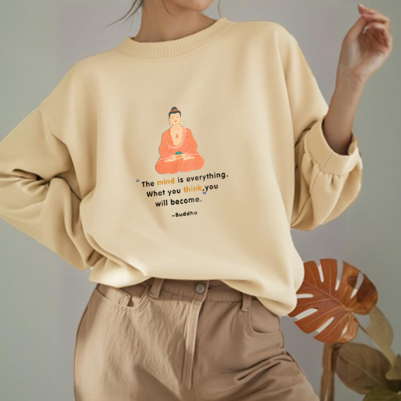 Buddha Stones L'esprit est tout Méditation Bouddha Pense Sweat-shirt en polyester doublé polaire