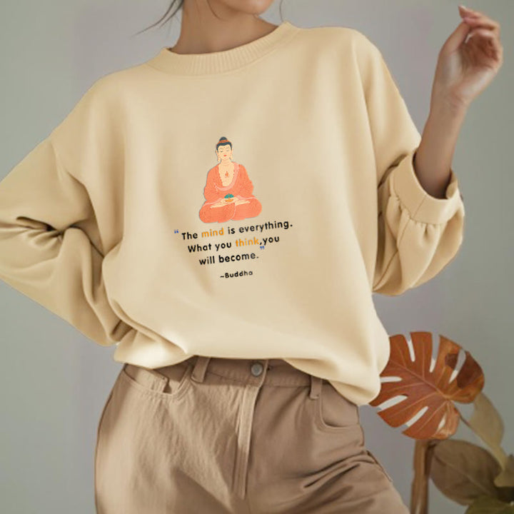Buddha Stones L'esprit est tout Méditation Bouddha Pense Sweat-shirt en polyester doublé polaire