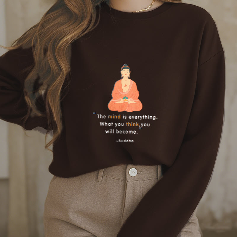 Buddha Stones L'esprit est tout Méditation Bouddha Pense Sweat-shirt en polyester doublé polaire