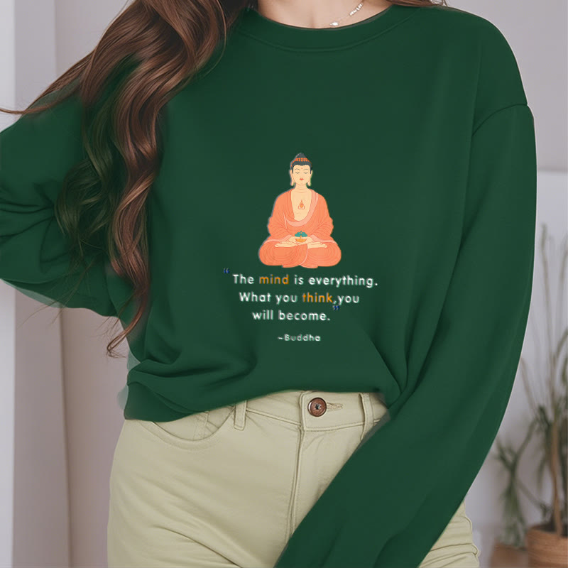 Buddha Stones L'esprit est tout Méditation Bouddha Pense Sweat-shirt en polyester doublé polaire