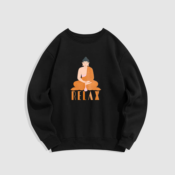 Sweat-shirt doux à col rond et doublure polaire Buddha Stones RELAX