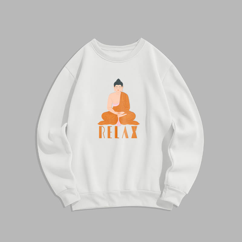 Sweat-shirt doux à col rond et doublure polaire Buddha Stones RELAX