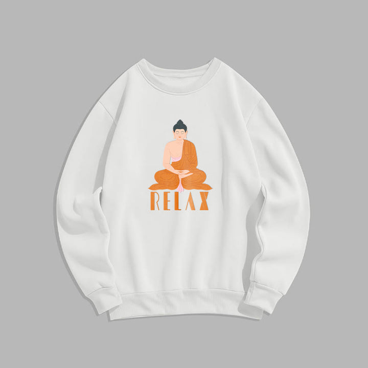 Sweat-shirt doux à col rond et doublure polaire Buddha Stones RELAX