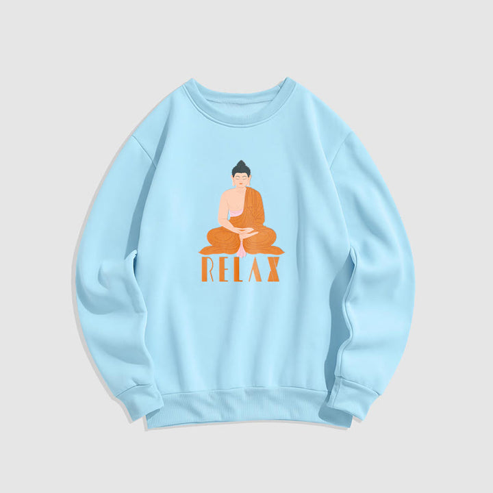 Sweat-shirt doux à col rond et doublure polaire Buddha Stones RELAX