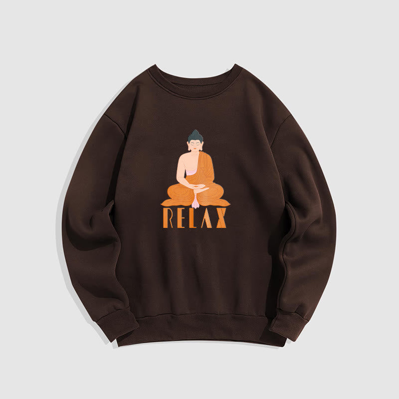 Sweat-shirt doux à col rond et doublure polaire Buddha Stones RELAX
