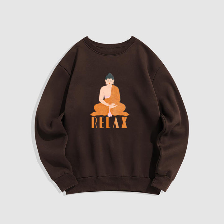 Sweat-shirt doux à col rond et doublure polaire Buddha Stones RELAX
