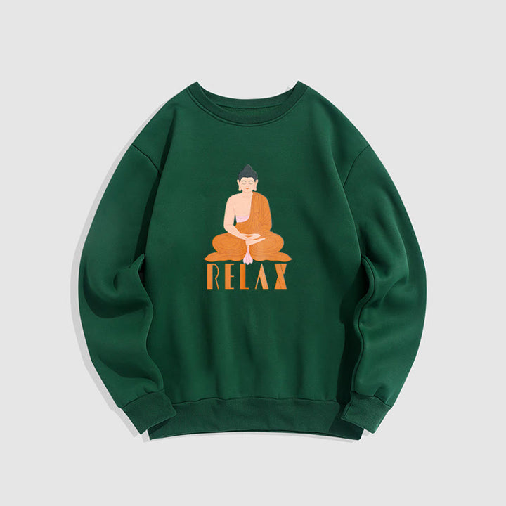 Sweat-shirt doux à col rond et doublure polaire Buddha Stones RELAX