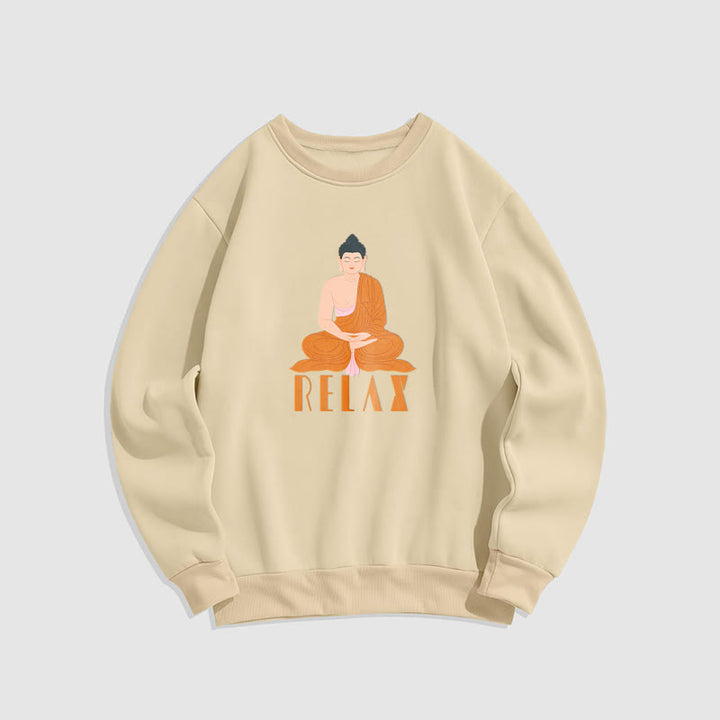 Sweat-shirt doux à col rond et doublure polaire Buddha Stones RELAX