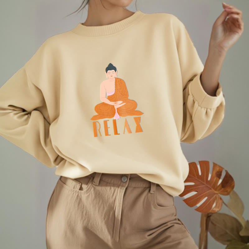 Sweat-shirt doux à col rond et doublure polaire Buddha Stones RELAX