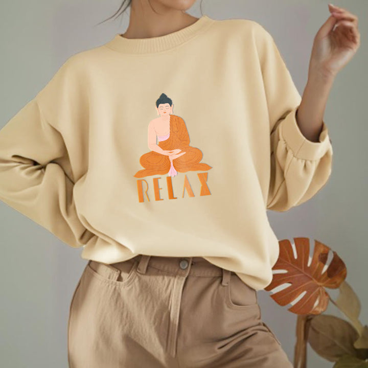 Sweat-shirt doux à col rond et doublure polaire Buddha Stones RELAX