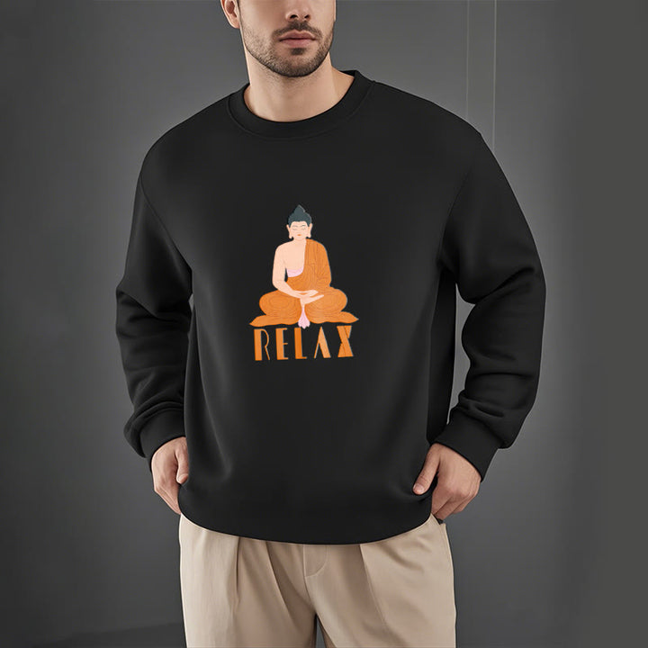 Sweat-shirt doux à col rond et doublure polaire Buddha Stones RELAX