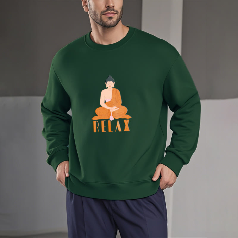 Sweat-shirt doux à col rond et doublure polaire Buddha Stones RELAX
